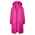 thumbnail image 4 of WEAIXIMIUNG Chandails en Molleton pour Enseignants Grande Taille Femmes Automne Hiver Mode Décontractée Couleur Unie à Capuche avec Cordon de Serrage Poches Zippées Long Manteau, 4 of 5