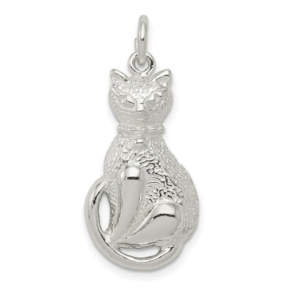Diamond2Deal 925 Sterling Silver Cat Charm Pendant for Men (L- 1.07 inch, W- 0.56 inch)