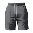 thumbnail image 4 of Beach Shorts for Men Cotton Linen Lightweight Breathable Summer Vacation Drawstring Board Shorts with Pockets Dark Gray M, 4 of 6