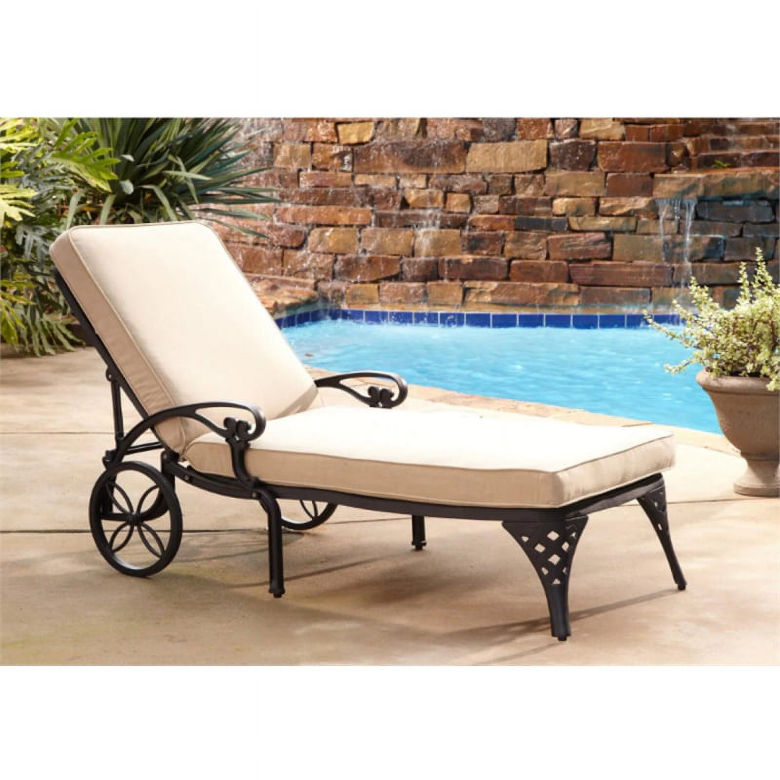Pemberly Row Traditional Aluminum Chaise Lounge with Cushion - image 3 of 4