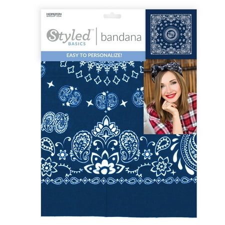 Styled Basics Navy Blue Paisley Bandana, 100% Cotton, Unisex, Adult, 22" x 22"