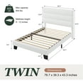 thumbnail image 7 of Amolife Twin Bed Frame, Platform Bed Frame with Velvet Upholstered Slat Headboard, White, 7 of 7