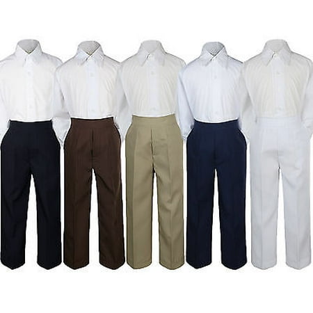 2pc Boy Toddler Teen Kid Formal Party Tuxedo Suit White Shirt & Pants set (Best Teen Clothing Sites)