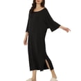 thumbnail image 4 of Camisones de noche para mujeres INSPIRE CHIC, con mangas 3/4, vestido de pijama, 2XL, negro, 4 of 6