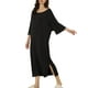 thumbnail image 4 of Camisones de noche para mujeres INSPIRE CHIC, con mangas 3/4, vestido de pijama, 2XL, negro, 4 of 6