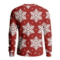 thumbnail image 4 of Men's Christmas Snowflake Printed Round Neck Long Sleeve Ribbed Knit Pullover Sweatshirt | Soft Stretchable Casual Top for Holiday Parties, Gift Ideas and Everyday,Pink,3XL, 4 of 6