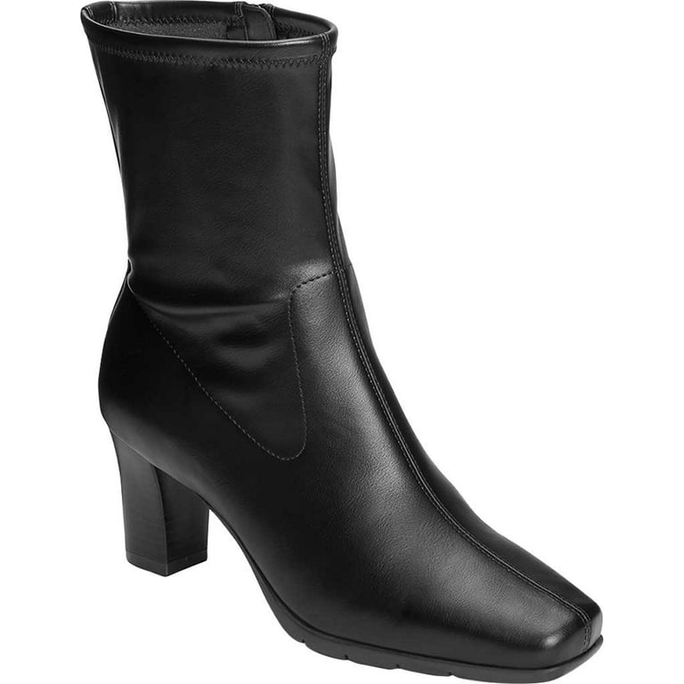 Women s Aerosoles Cinnamon Ankle Bootie Black Stretch Faux Leather 8 W Walmart