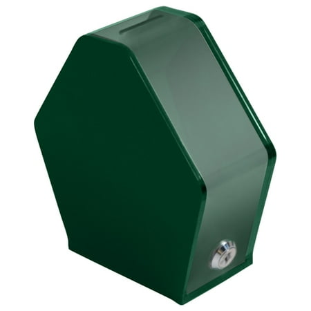 MCB Pentagon Shaped Acrylic Charity Donation Box - Ballot Box - Collection Box - Tip Container - W/ Lock (Green)
