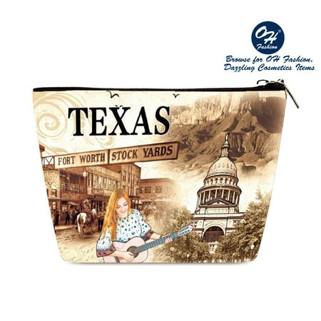OH Fashion Cosmetic Bag The Beauty of Texas Women Travel Bag Make up Bag Clutch Bag Vanity Case Toiletry Bag Beach Bag Cities Design Medium Size