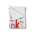 thumbnail image 2 of Thank You Soft Flannel Fleece Blanket, Colorful Calligraphy with Happy Hearts Stars and Flowers as Round Frame Graphic, Cozy Plush for Indoor and Outdoor Use, 50" x 60", Multicolor, by Ambesonne, 2 of 5