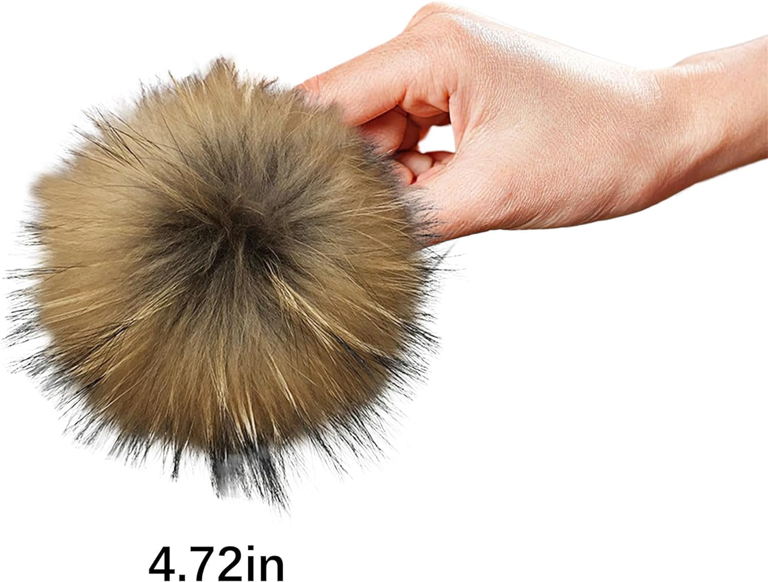 Pom Poms for Hats:Handmade Fluffy Pom Poms for Beanies,4 Inch Pom Pom Balls for Knitting Hats with Snap Buttons,Womens Pompoms for Hats Bags Keychain Accessories,4PCS