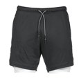 thumbnail image 1 of Pantalones cortos para correr 2 en 1 Pantalones cortos con capa base incorporada para hombres - Negro XXL negro kusrkot Shorts deportivos para hombres, 1 of 8