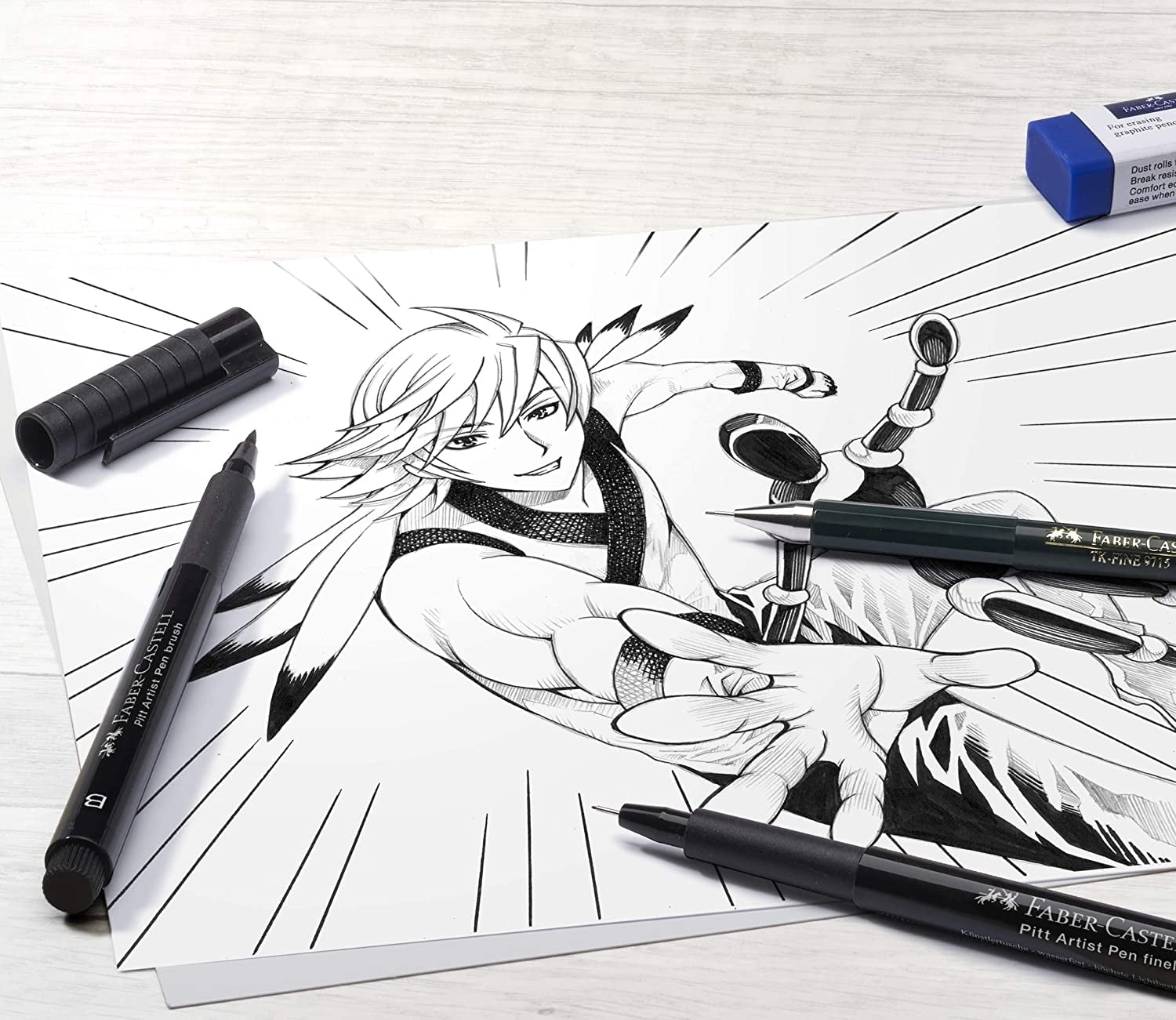Faber-Castell Pitt Artist Pen Set - Manga, Wallet Set of 8