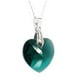 thumbnail image 2 of Juego de aretes y cadena con dije en forma de Corazón, plata mexicana ley .925, Esmeralda, 2 of 4