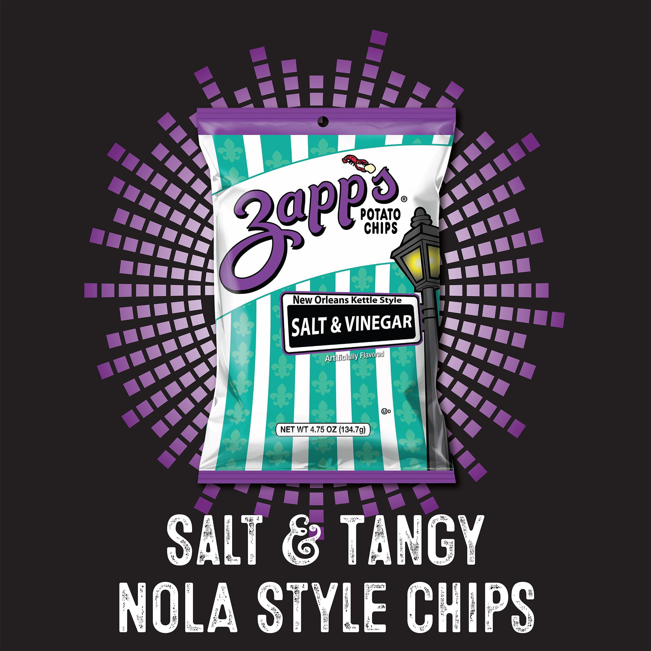 Zapp's New Orleans Kettle Style Salt & Vinegar Potato Chips, 2 oz. - Pack of 25