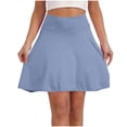thumbnail image 2 of Uscallm Women's Mini A-Line Skirts Solid Casual Beach Skirts Lightweight Summer Shorts Elastic Waist Flowy Travel Vacation Outfits, Blue M, 2 of 6