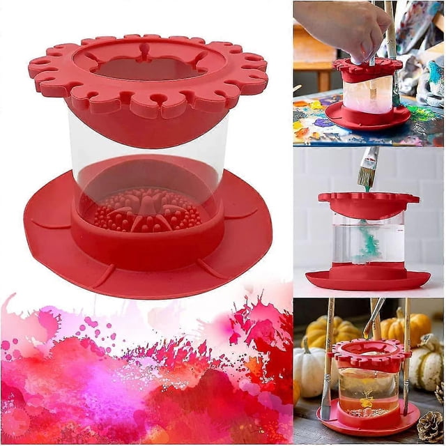 Paint Brush Cleaner Rinse Cup All-in-one,fine Art Paintbrush Cleaning Cup With Palette And Brush Organizers