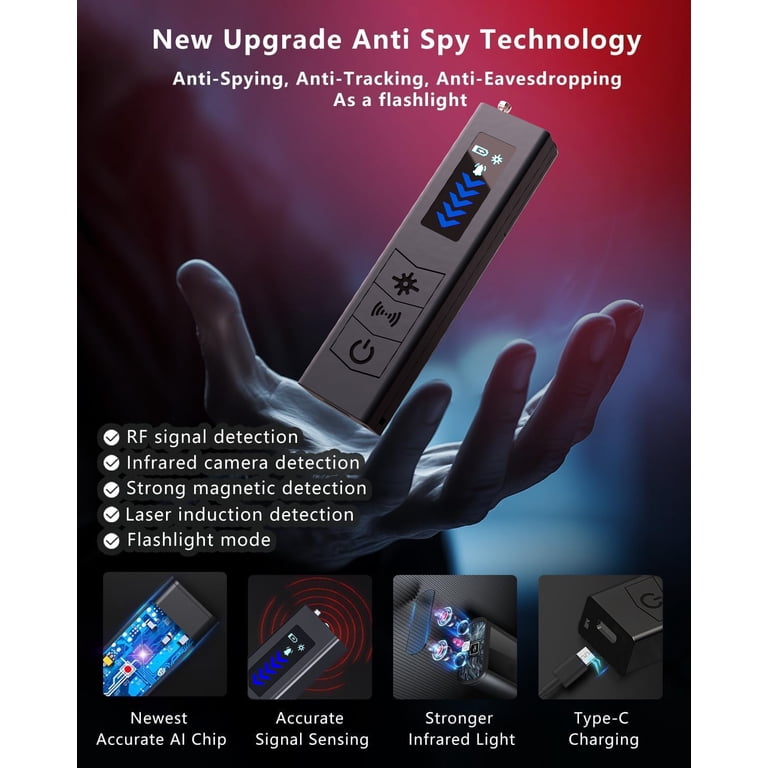 PRUBOVI Verborgen Camera Detector Anti Spy Detector WIFI Camera Detector Luisterdetector GPS Detector RF Signaal Scanner Straling Detector voor GPS Tracker en Luisteren Apparaat Detectie