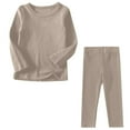 thumbnail image 2 of Fjofpr Girls Clothes Sets Boys Clothes Sets Toddler Kids Boys Girls Fashion Cute Solid Color Soft Long Sleeve Top Pants Home Wear Suit Khaki 10 Years, 2 of 6