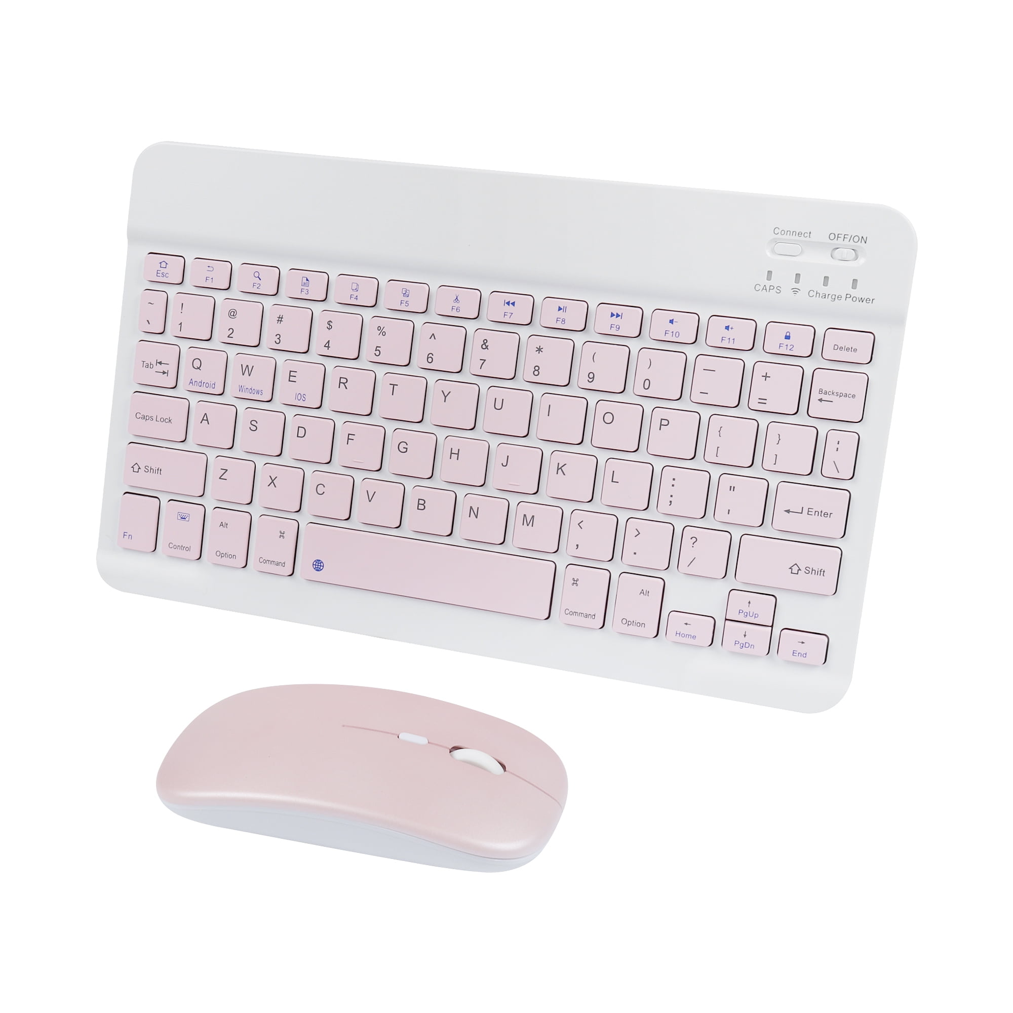 Dpisuuk 10 inch Wireless Bluetooth Keyboard Mouse Comb, Ultra-Slim Rechargeable Wireless Keyboard and Mouse Set for iOS Android Windows