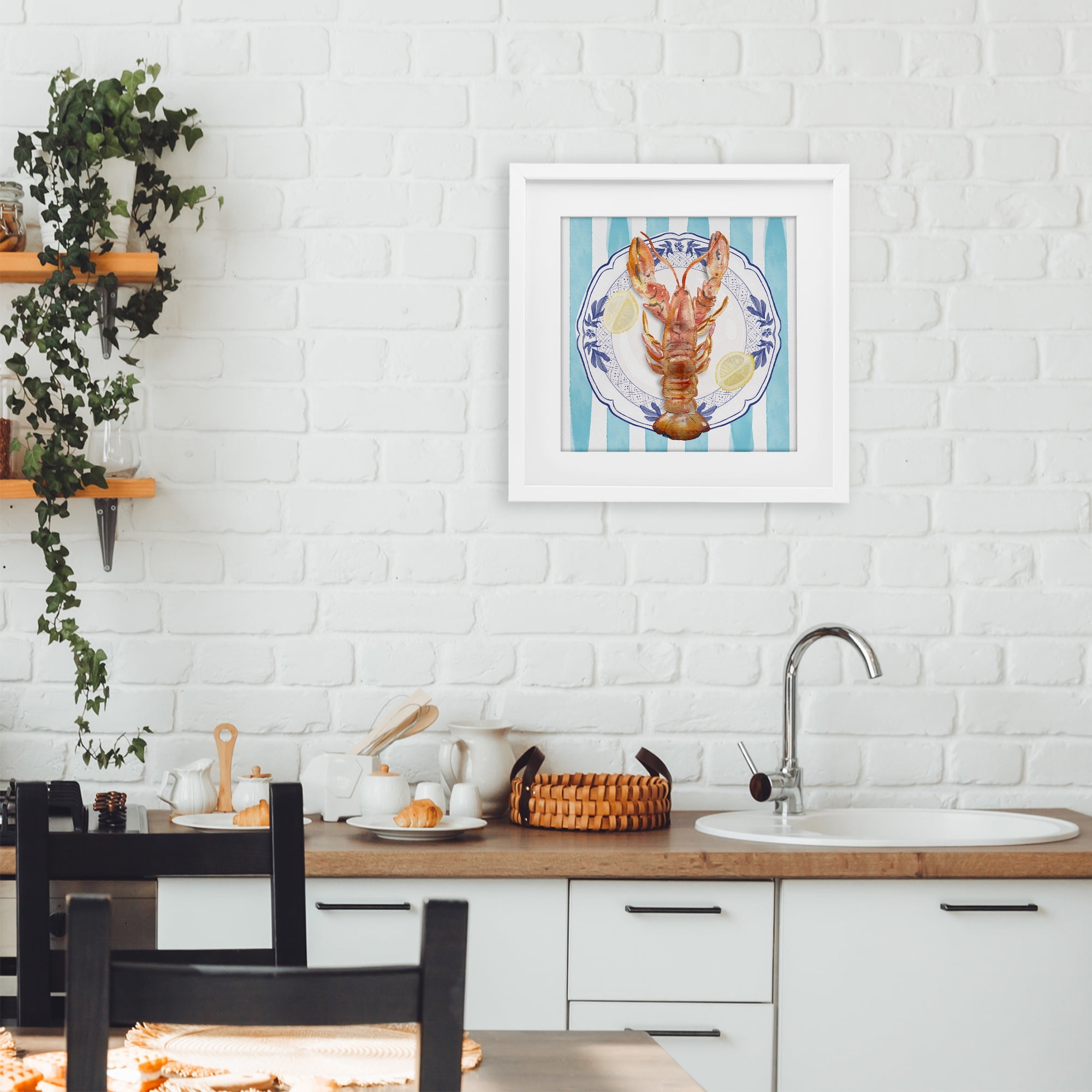 Stupell Industries Lobster Seafood Plate White Framed Print Under Glass, design by Christie Adams