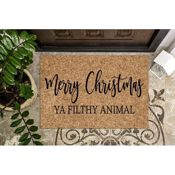 Merry Christmas Ya Filthy Animal | Christmas Doormat | Christmas Decoration | Welcome Mat | Holiday Doormat | Santa Doormat | Christmas Gift