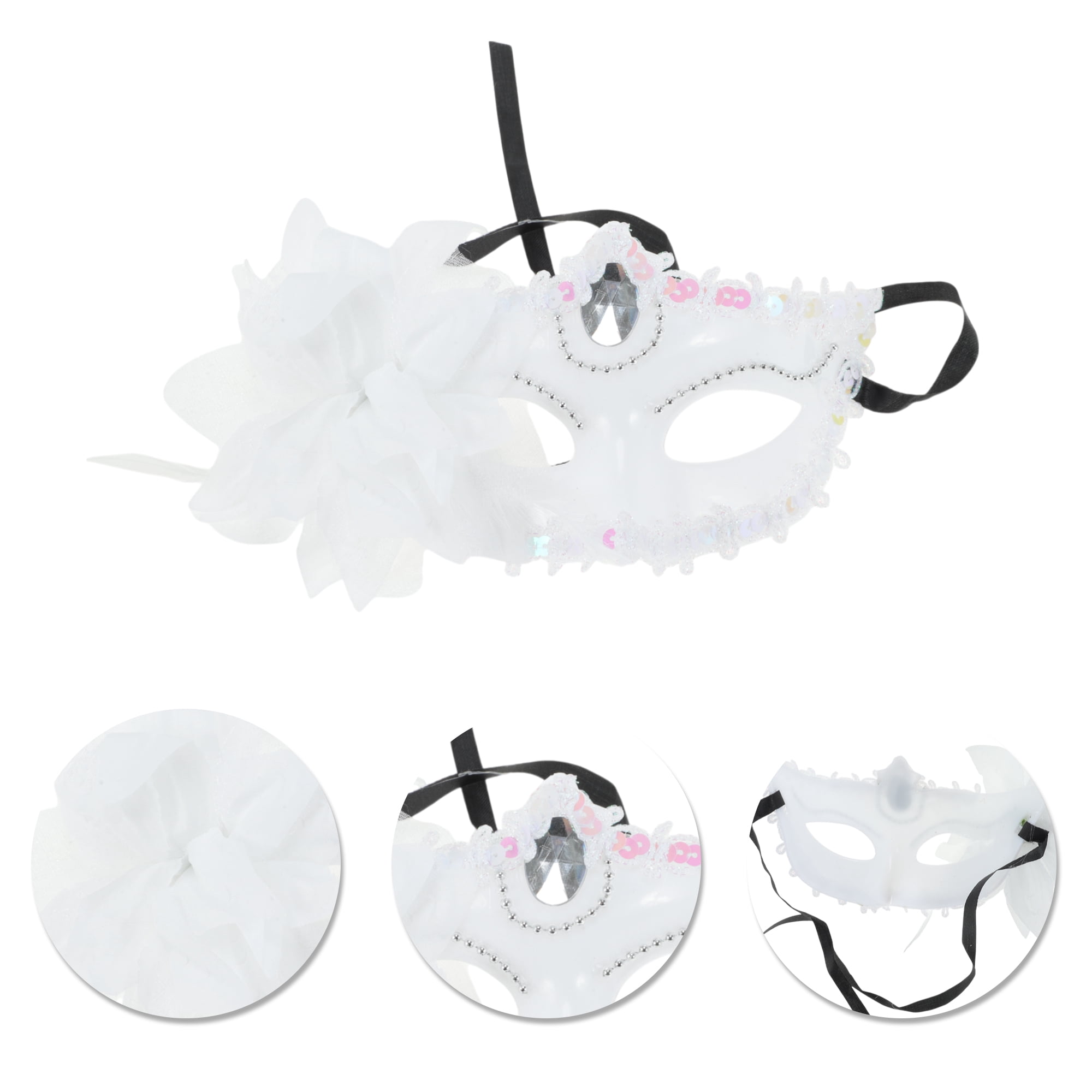 Unique Bargains Lily Princess Half Face Party Mask White