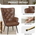 thumbnail image 5 of Hawsaiy High Back Velvet Accent Chair Set of 1 with Metal Legs, Modern Mid Century Armchair, Wingback Reading Chair for Bedroom Living Room,Brown, 5 of 9