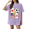 thumbnail image 1 of Women's Football Graphic T-Shirt, Women's Soccer Letter Print Short Sleeve T-Shirt, Casual Summer Neck Top for Women Sports Fan Tee Shirt Everyday for Soccer Tournament 2026 Light Purple Size: 2XL, 1 of 4