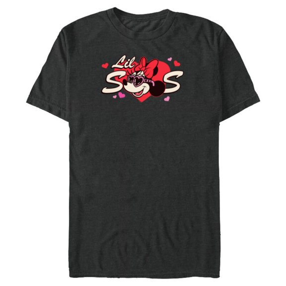 Disney Valentine's Day Lil Sis Gift Family Matching Trip Standard T-Shirt- Short Sleeve Blended T-Shirt for Adults - Customized-Dark Heather