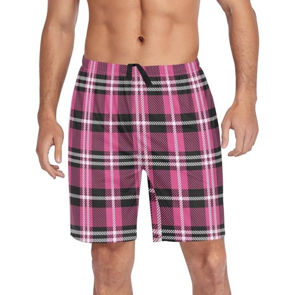GZHJMY Buffalo Plaid Pajama Pants Short for Men, Lounge Pants Lightweight Men Pajama Bottoms with Drawstring Pockets, Christmas New Year Birthday Gifts, XX-Large