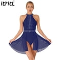 thumbnail image 2 of Vestido de baile lírico de Ballet con diamantes de imitación brillantes para mujer, vestidos de leotardo modernos con espalda descubierta, traje de actuación de baile y patinaje artístico, 2 of 5