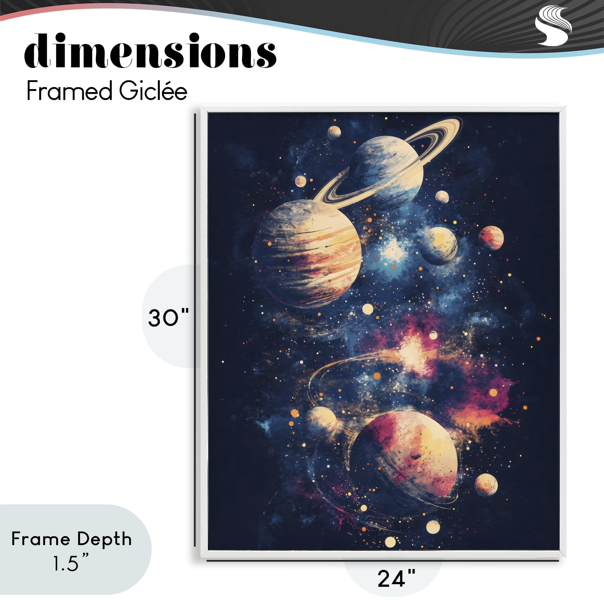 Stupell Industries Cosmic Planet Curiosities White Framed Giclee Art, design by Creative Studio