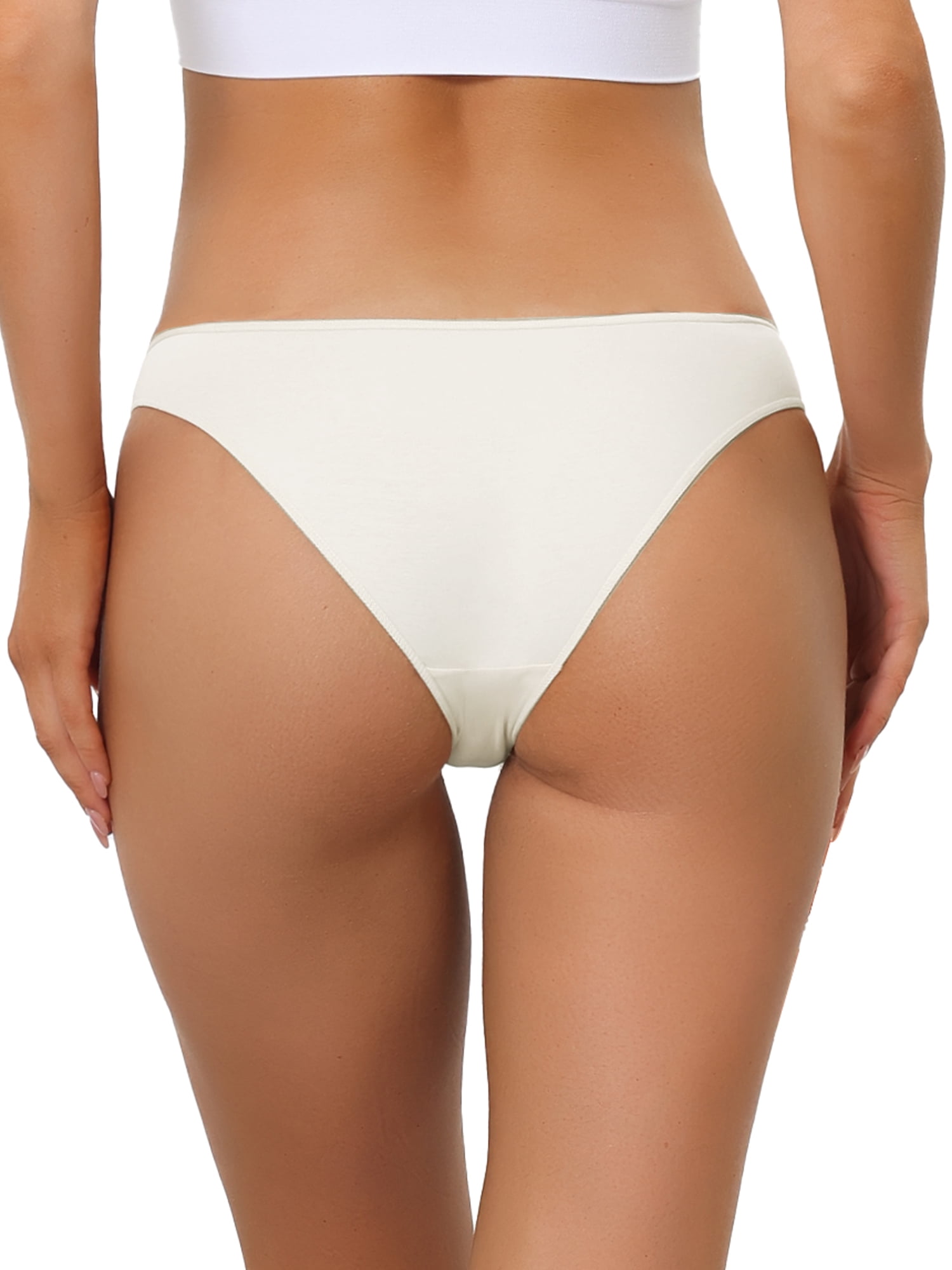 Unique Bargains Underwear for Women Low-Bikini Sporty Sweat-Absorbing Thongs L White
