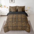 thumbnail image 3 of Manfei Brown Cheetah Print 7 Pieces Bedding Comforter Set for Adult, Fashion Patchwork Buffalo Full Bedding Set, Romantic Anniversary Reversible Fitted Sheet Flat Sheet, Lightweight Room Decor, 3 of 8