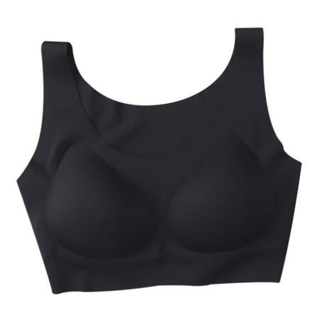 

Heavenly Lounge Unlined Scoop Bra Seamless Push up Wireless Sport Sleeping Bra L Black