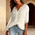 thumbnail image 6 of Womens Blouse Cotton Linen Pleated 3/4 Sleeve Casual Solid Trendy Tops, 6 of 8