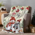 thumbnail image 2 of Christmas Vintage Flannel Blanket for Bed,Travel and Camping, Snowman Poinsettia Xmas Ball Super Soft Cozy Blanket for All Seasons 60"x80", 2 of 9