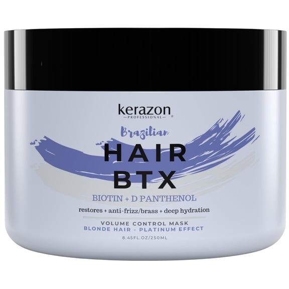 Kerazon Brazilian Hair BTX Smoothing Treatment Anti-Frizz Hair Mask with Volume Control and Platinum Effect for Blonde Hair 8oz