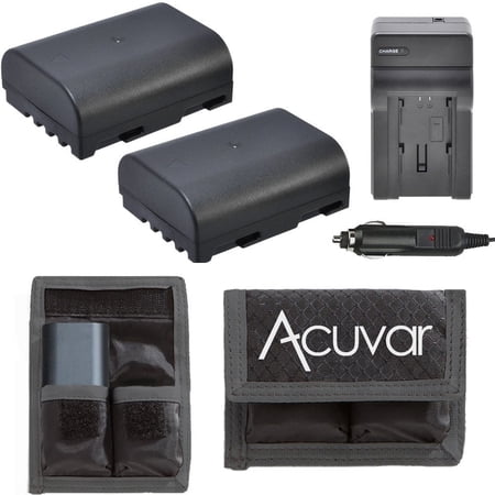 (2) DMW-BLF19 Batteries + Car / Home Charger for Panasonic Lumix DMC-GH3 DMC-GH4 and Other Models Camera + Acuvar Battery Pouch
