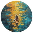 thumbnail image 3 of Colorful Kayaks Glide Across The Lake Floral Medallion Round Rug - Small Round Area Rug, Soft Non-Slip Machine Washable Bedroom Mat Indoor Accent Entry Carpet for Office Desk Dorm Hallway, 3 of 6
