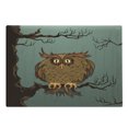 thumbnail image 1 of Owl Cutting Board, Exhausted Hangover Tired Owl in Oak Tree with Eyebrows Nature Cartoon Funny Art, Decorative Tempered Glass Cutting and Serving Board, Large Size, Blue Brown, by Ambesonne, 1 of 1