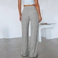 thumbnail image 4 of Enjoytime Women's Pants Solid Color Elastic Waist Wide Leg Pajama Pants Knit Comfy Casual Loose Lounge Trousers Gray M, 4 of 7