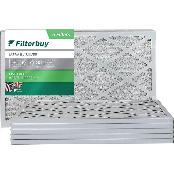 Filterbuy 20x30x1 MERV 8 Pleated HVAC AC Furnace Air Filters (6Pack