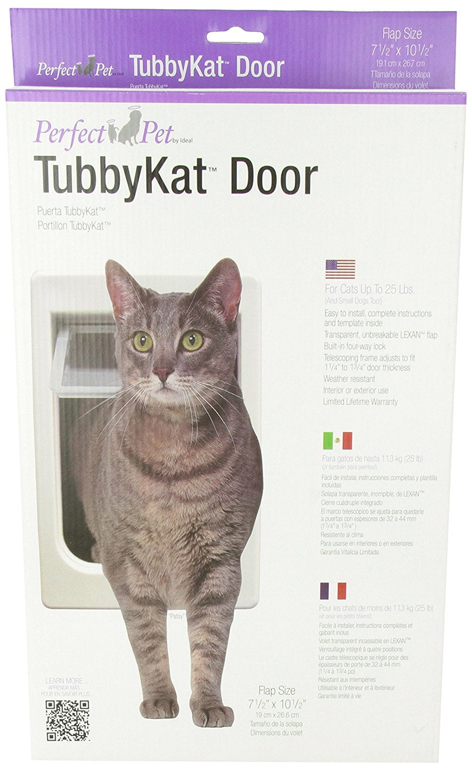 Tubby Kat Cat Pet Door With 4 Way Lock 7 5 X 10 5 Unbreakable Lexan Flap Weatherproof Design By Perfect Pet Walmart Com Walmart Com