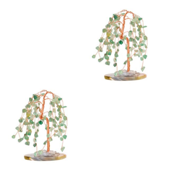 Decodeary Exquisite Tree Decoration - Good Wishes And Meaningful Home Or Office Ornament Safe Tree Desktop Green 2Set
