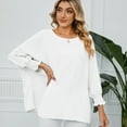 thumbnail image 2 of Hfyihgf Womens Blouses Fashion Smocked Long Sleeve Round Neck Batwing Casual Flowy Chiffon Office Work Shirts Tops(White,M), 2 of 8