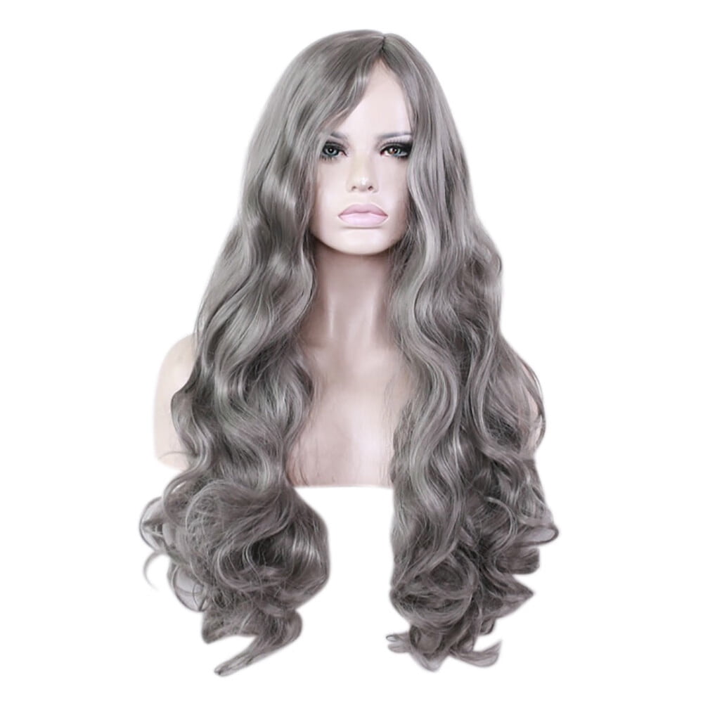 UTOURS Brazilian Virgin Hair Full Lace Cap Band Human Hair Wigs For Black Women 70CM Sexy Gradient Grey Party Wigs Long Curly