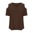 thumbnail image 4 of Womens Cold Shoulder Tops Summer Loose Casual V-NeckShort Sleeve Tunic Tee Blouses Solid Lightweight T-Shirts Tops, 4 of 7