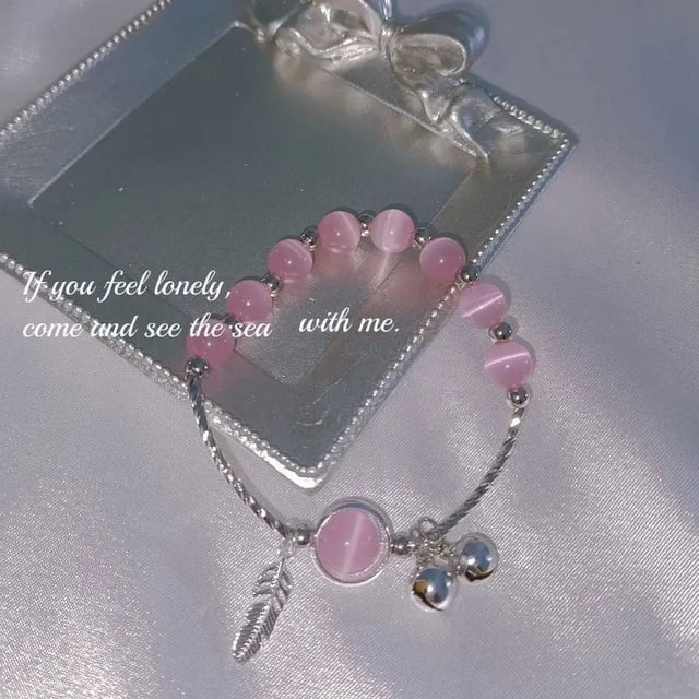 Pulsera de mujer con piedra de ojo de gato de imitación, pulsera sencilla con forma de corazón y campana para la mejor amiga de la pareja
